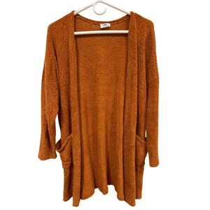 Gameday Gal Open Front Cardigan Sweater Womens Medium Fuzy Knit Rust Retro Comfy